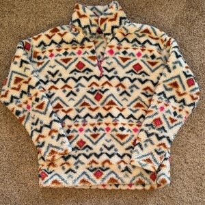 Eddie Bauer Multicolor Patterned Half Zip Fuzzy Pullover